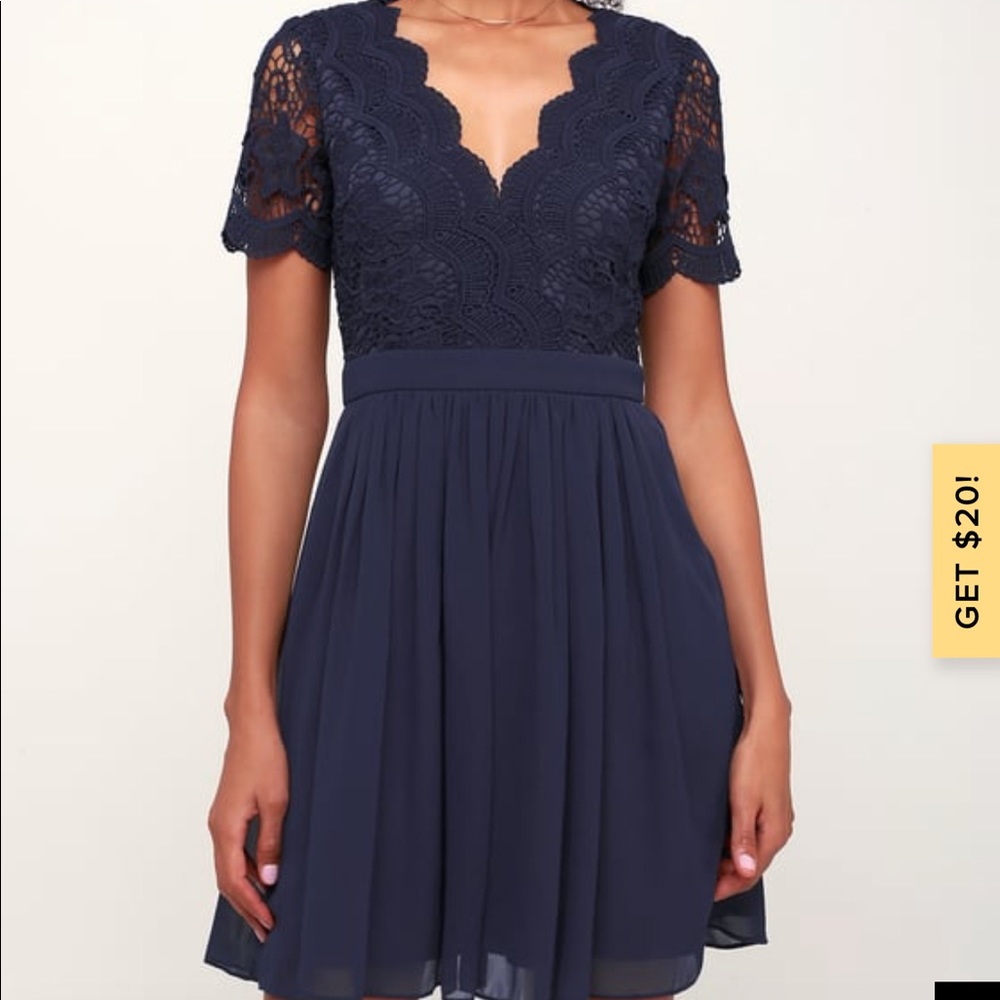 Lulu’s angel in disguise short navy skater dress